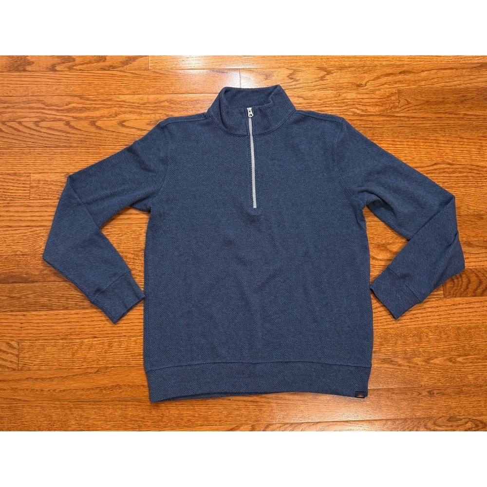 Faherty Legend Sweater 1/4 Zip Pullover Mens Small Blue Knit Stretch MKC0100